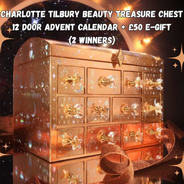 🌟 CHARLOTTE TILBURY BEAUTY TREASURE CHEST 12 DOOR ADVENT CALENDAR + £50 E-Gift  *2 WINNERS* 🌟