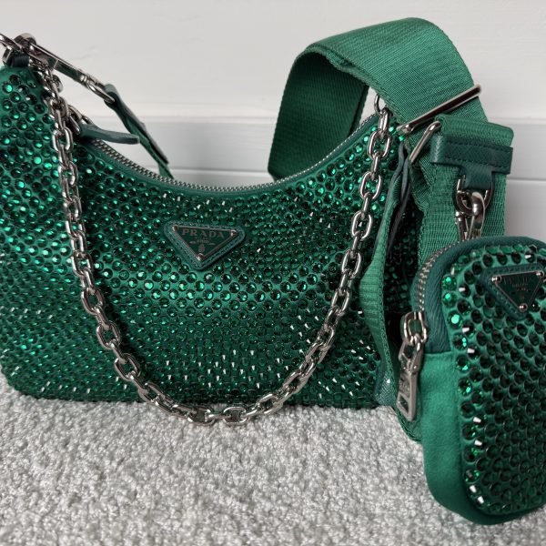 Won Prada Re-Edition 2005 Satin Bag with Crystals