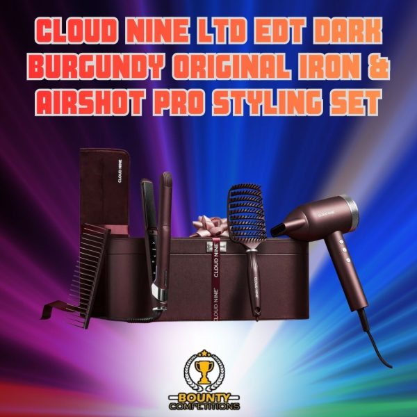Won 🪮 Cloud Nine Ltd Edt Dark Burgundy Original Iron & Airshot Pro Styling Set 🪮