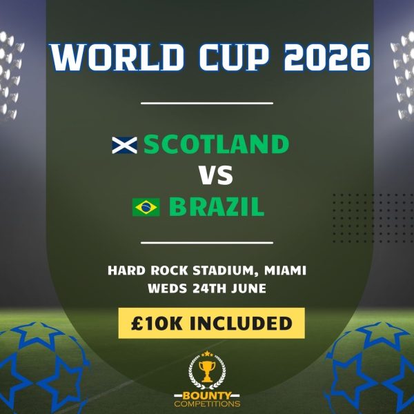 Won 🏆2 Passes for Scotland v Brazil in Miami 24th June 2026 + £10K 🏆
